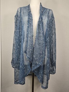 Keren Hart XXL Artsy Lagenlook Open Weave Shrug Cardigan Boho Cocoon Layering